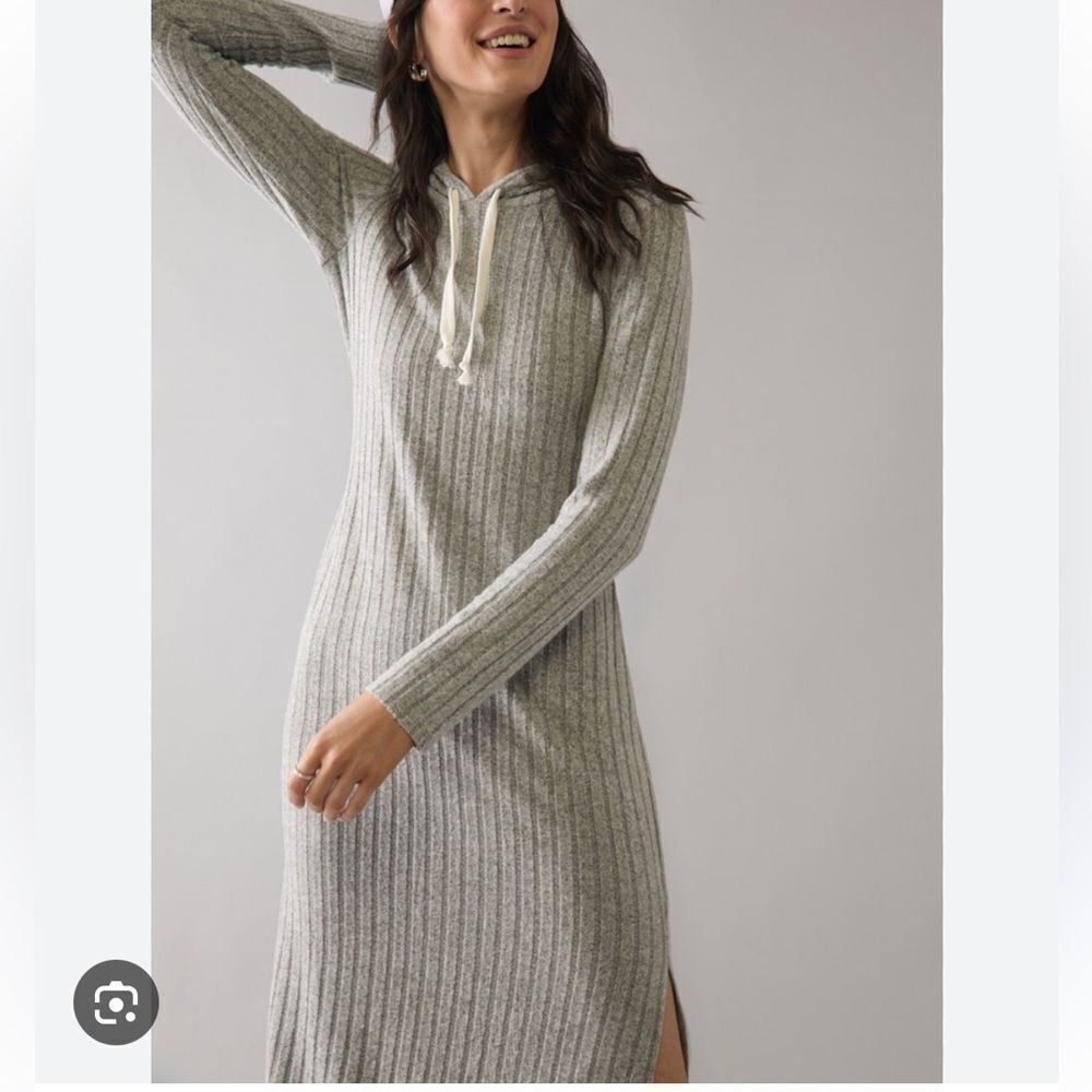 [boutique] ribbed knit long sleeve hooded dress #2